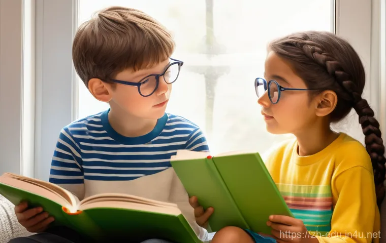 아이의 사회적 상호작용 - **Prompt 1: Emotional Understanding and Empathy in a Cozy Reading Nook**
    "A brightly lit, cozy r...