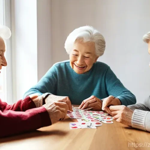 Home 31 시니어 보드 게임 - **Prompt for Memory Flip Card Game:**
"A brightly lit, cozy community center where three elderly...